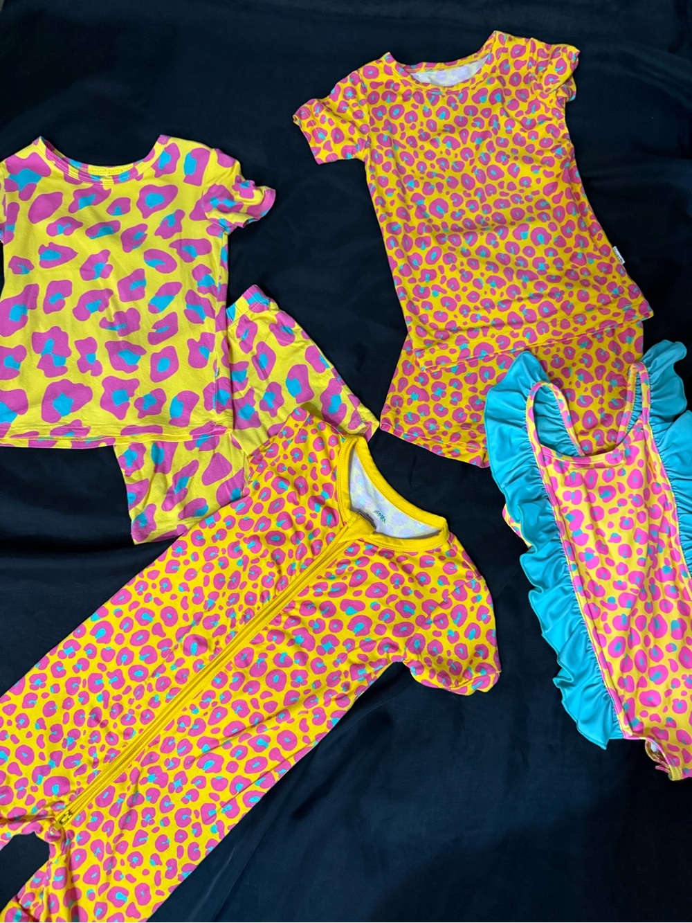 Gigi& Max And Posh Peanut bundle Yellow Leopard Print with Pink & Teal Accents